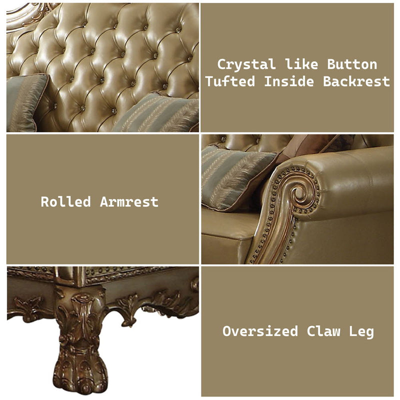 Dresden - Sofa - Bone PU & Gold Patina - R&R Furniture Gallery (Fountain Valley, CA)