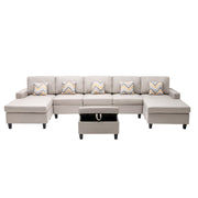 Nolan - Fabric 6 Piece Sectional Sofa With Pillows And Interchangeable Legs - R&R Furniture Gallery (Fountain Valley, CA)