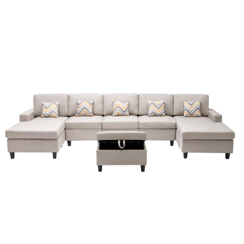Nolan - Fabric 6 Piece Sectional Sofa With Pillows And Interchangeable Legs - R&R Furniture Gallery (Fountain Valley, CA)