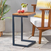 C Shaped End Table With Iron Base And Fir Wood To - R&R Furniture Gallery (Fountain Valley, CA)