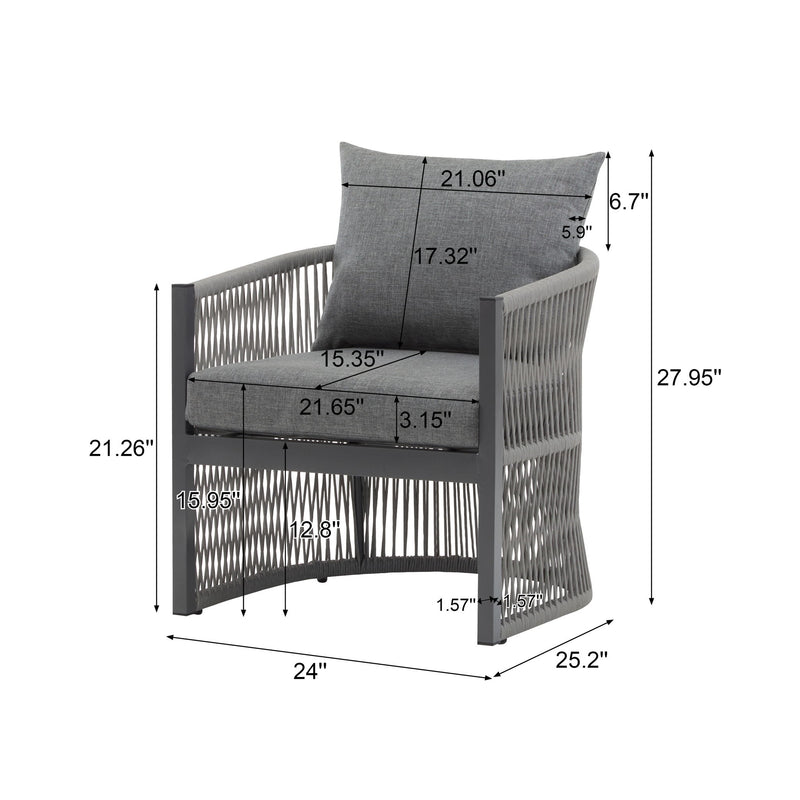 Modern Curved Aluminum Lounge Chair With Stylish Rope Weave Design And Cushioned Comfort For Outdoor - R&R Furniture Gallery (Fountain Valley, CA)