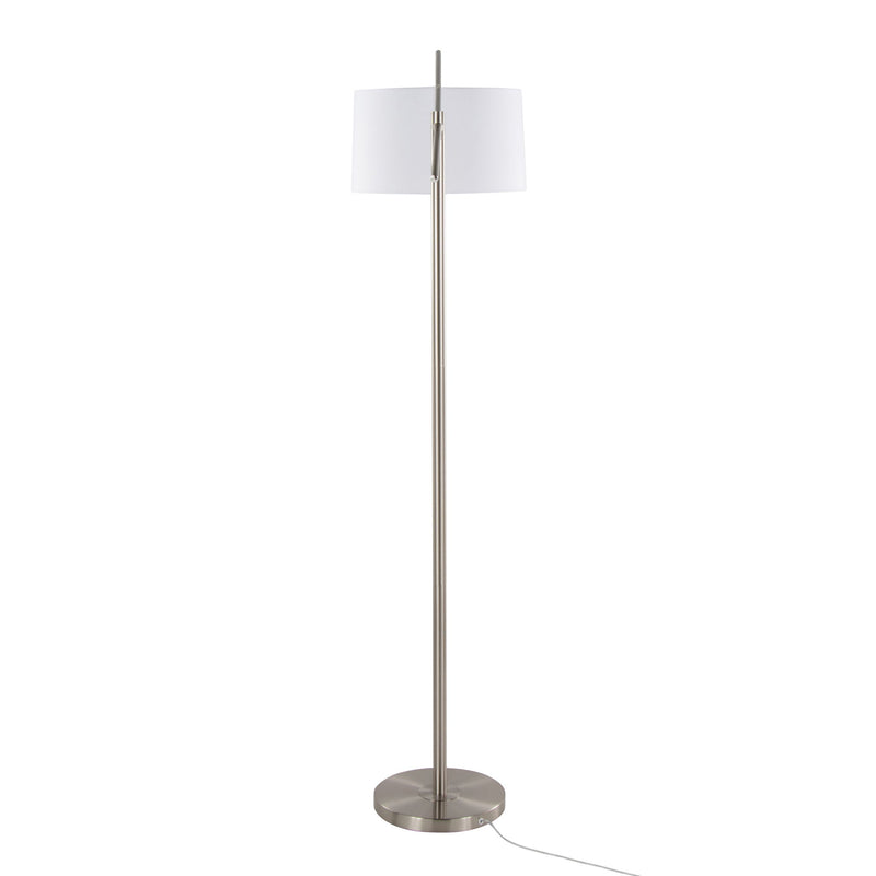 Lumi Source Casper contemporary floor lamp with sleek design and adjustable arm, standing on a modern living room floor.