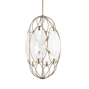 Valencia - 6 Light Glass Panel Pendant - Gold / White