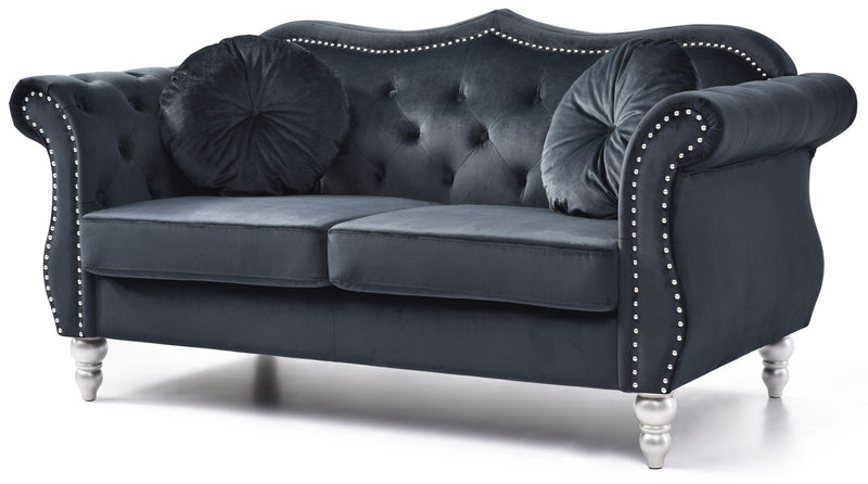 Glory Furniture stylish flared arm stationary loveseat with plush cushions and modern design, ideal for cozy living room seating.