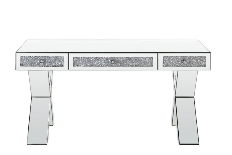 Noralie - 32" Writing Desk - Mirrored & Faux Diamonds - R&R Furniture Gallery (Fountain Valley, CA)
