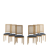 French Country Dining Chair With Rectangular Cane Backrest And Smooth Upholstered Seating - R&R Furniture Gallery (Fountain Valley, CA)