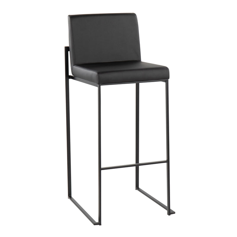 Lumi Source Fuji contemporary high back barstool with elegant design, showcasing smooth wooden finish and cushioned seat.