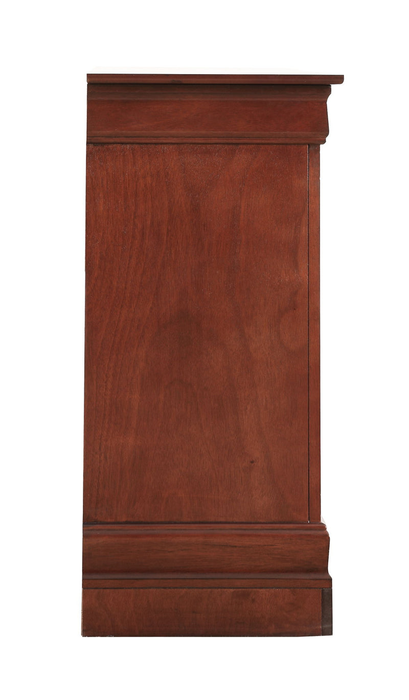 Louis Phillipe bedroom dresser by Glory Furniture featuring multiple drawers and a sleek wooden finish for stylish storage.