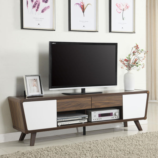 Alvin 2-door Engineered Wood 74-inch TV Stand Dark Walnut