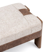 Upholstered Kava Accent Bench in Cocoa Latte fabric with wooden legs, modern design for living room or entryway.