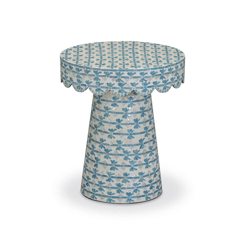 Lady - Capiz Shell Round Side Table - Blue Ribbon - R&R Furniture Gallery (Fountain Valley, CA)