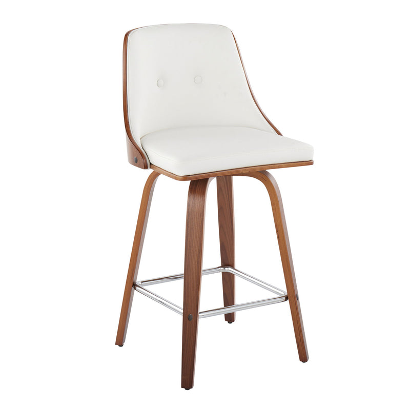 Set of two Lumi Source Gianna mid-century modern counter stools with swivel, square footrest, and sleek design.
