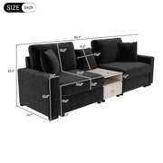 Noble House modular sofa couch with storage armrest and center console, stationary design in a modern living room setting