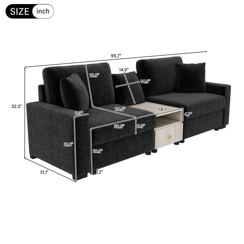 Noble House modular sofa couch with storage armrest and center console, stationary design in a modern living room setting