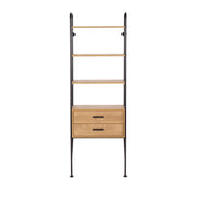 Lumi Source Lean industrial bookcase in black and brown with open shelves and metal frame for versatile storage and display.