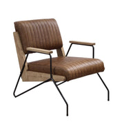 Eacnlz - Accent Chair - Cocoa Top Grain Leather & Matt Iron - R&R Furniture Gallery (Fountain Valley, CA)
