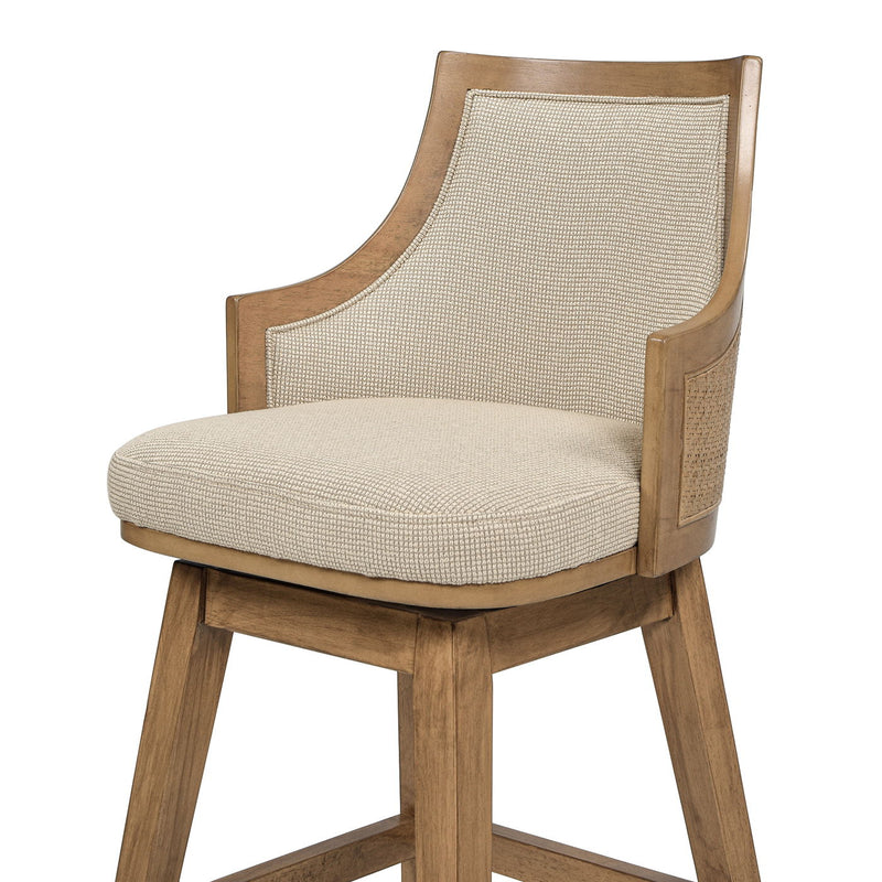 Bahama - Cane High Back Swivel Counter Stool With Recessed Arms Textured Weave - Taupe Beige - R&R Furniture Gallery (Fountain Valley, CA)