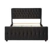 David - King Tufted Wingback Bed - Dark Charcoal Gray - R&R Furniture Gallery (Fountain Valley, CA)