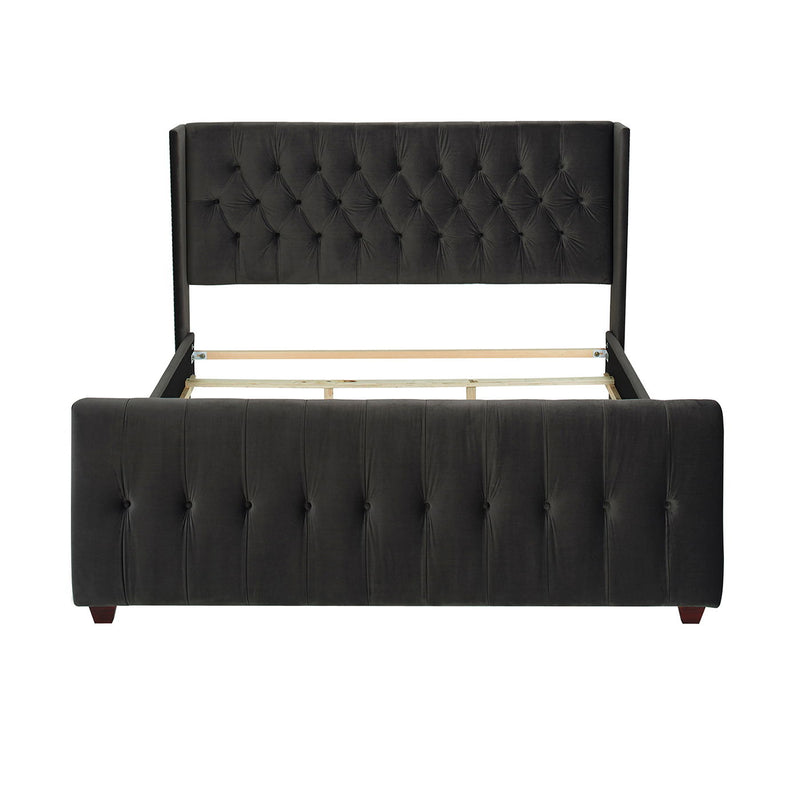 David - King Tufted Wingback Bed - Dark Charcoal Gray - R&R Furniture Gallery (Fountain Valley, CA)