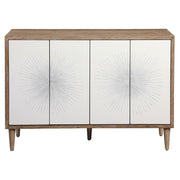 White Dani 4-door accent cabinet by Uttermost with sleek design and modern hardware, ideal for stylish storage in living spaces.