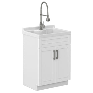 Hennessy - Deluxe Laundry Utility Sink And Cabinet - White
