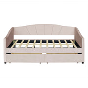 Upholstered Daybed With Two Drawers And Wood Slat - R&R Furniture Gallery (Fountain Valley, CA)