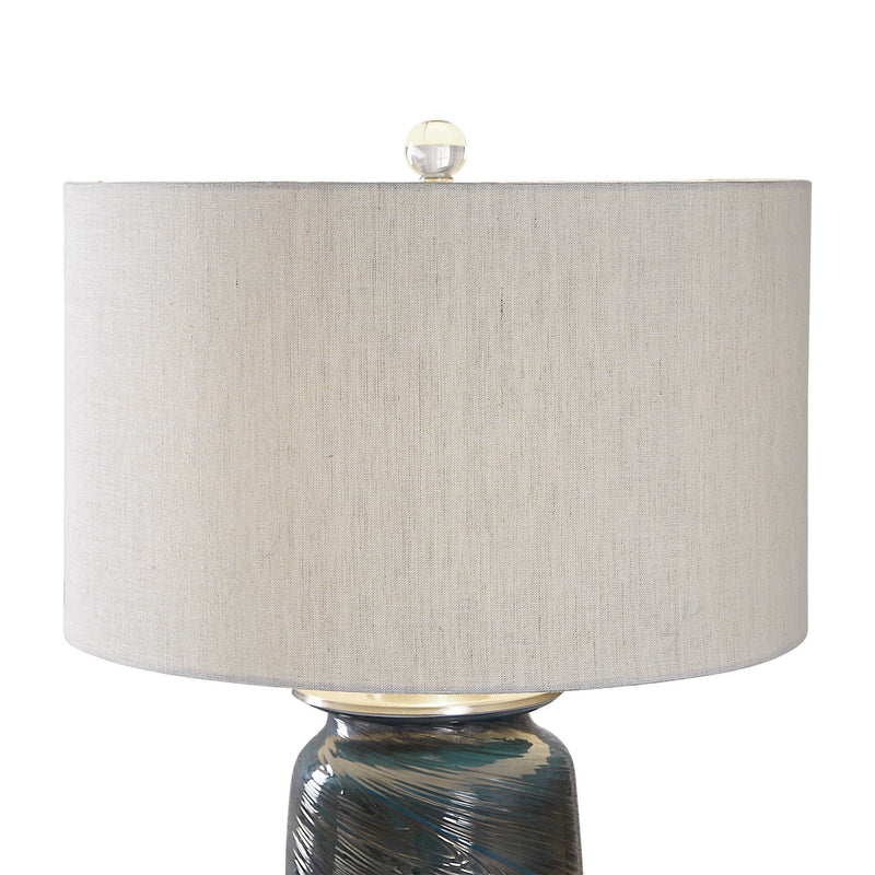 Olesya - Swirl Glass Table Lamp - Blue