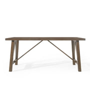Noble House farmhouse style dining table with wood-like top, sturdy wood legs, and spacious surface for family meals.