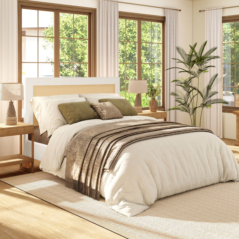 Haley - Upholstered Cane Back Platform Bed - R&R Furniture Gallery (Fountain Valley, CA)