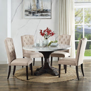Gerardo - Dining Table - White Marble Top & Weathered Espresso - R&R Furniture Gallery (Fountain Valley, CA)