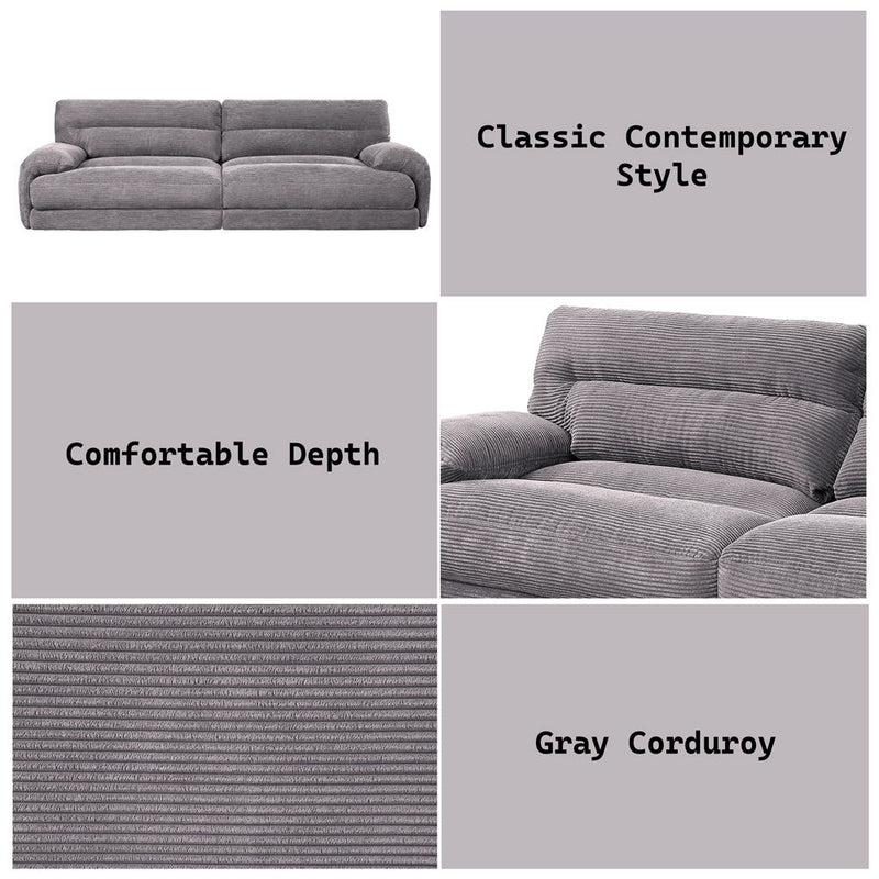 Cadenza - Sofa - Gray Corduroy - R&R Furniture Gallery (Fountain Valley, CA)