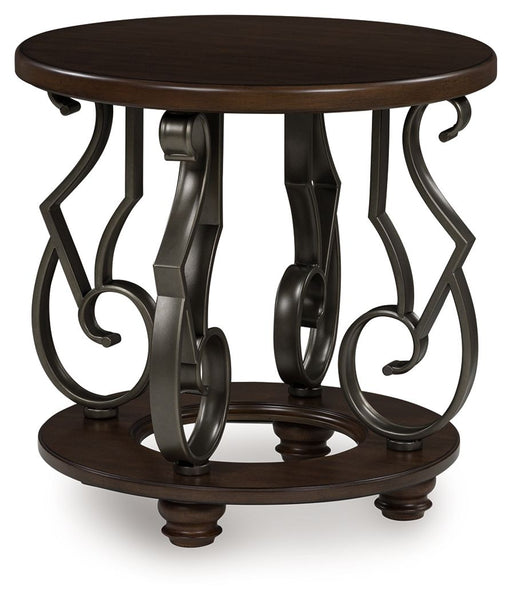 Frallyn - Round End Table - Dark Brown - R&R Furniture Gallery (Fountain Valley, CA)