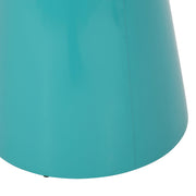 Noble House outdoor modern metal end table with large square surface and sleek black finish, ideal for patio or garden spaces.