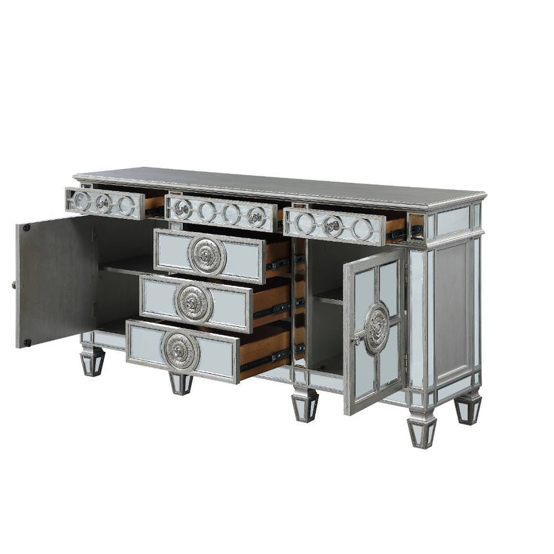 Varian - 36" Server - Mirrored & Antique Platinum - R&R Furniture Gallery (Fountain Valley, CA)