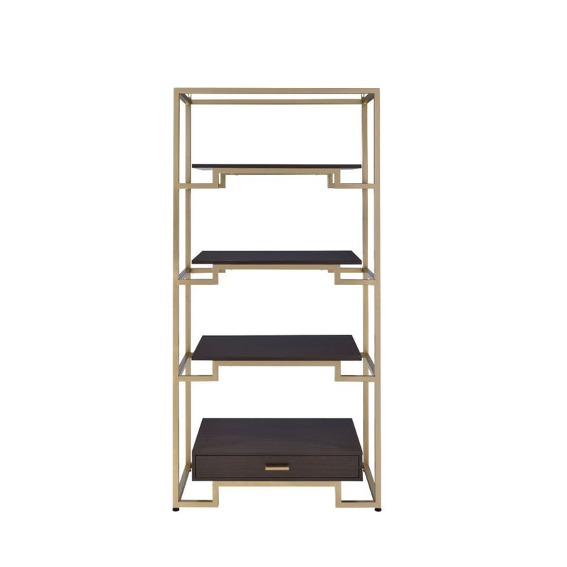 Yumia - Bookshelf - Gold & Walnut - R&R Furniture Gallery (Fountain Valley, CA)