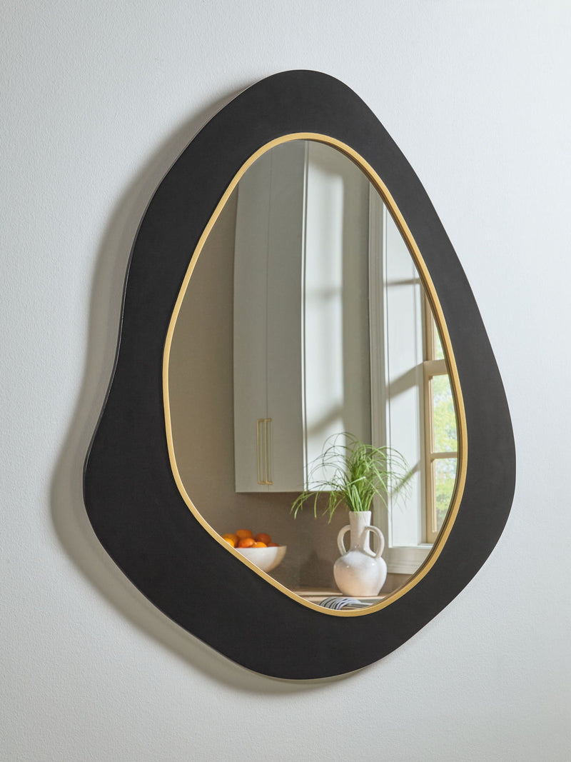 Kierlock - Accent Mirror - Black / Gold Finish - R&R Furniture Gallery (Fountain Valley, CA)