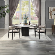 Jaramillo - Round Dining Table With Engineered Marble Top - Engineered Marble Top & Black - R&R Furniture Gallery (Fountain Valley, CA)