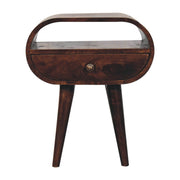 Circular Bedside Table With Open Slot - Walnut - R&R Furniture Gallery (Fountain Valley, CA)