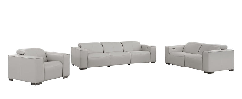 1208 - Leather Reclining Set (Sofa, Loveseat & Chair With 6 Power Recliners)