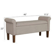 Upholstered Storage Bench With Rolled Armrests - Beige - R&R Furniture Gallery (Fountain Valley, CA)