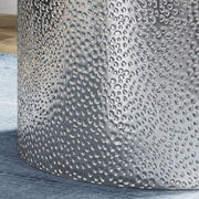 Noble House modern round accent table with hammered surface and sleek design, ideal for living room or as a stylish side table.