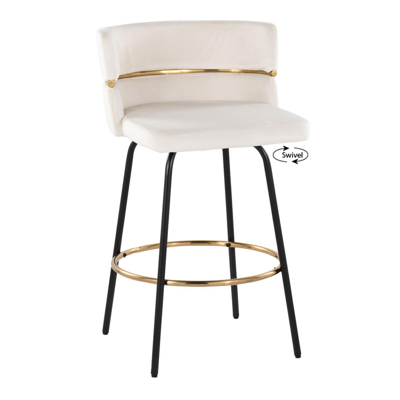 Lumi Source Cinch contemporary fixed height counter stool set with swivel, round footrest, and modern design.