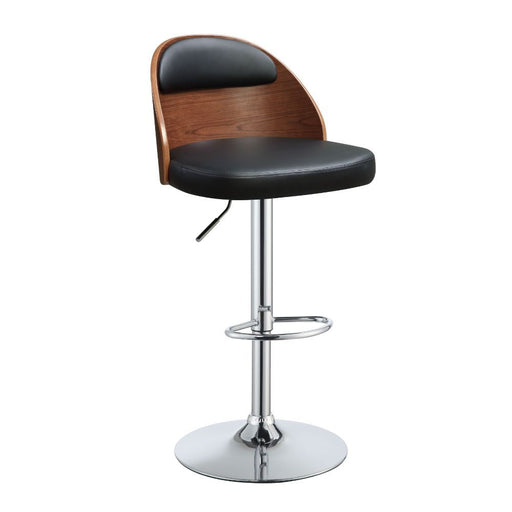 Camila - Adjustable Stool With Swivel - Black Synthetic Leather & Walnut - R&R Furniture Gallery (Fountain Valley, CA)