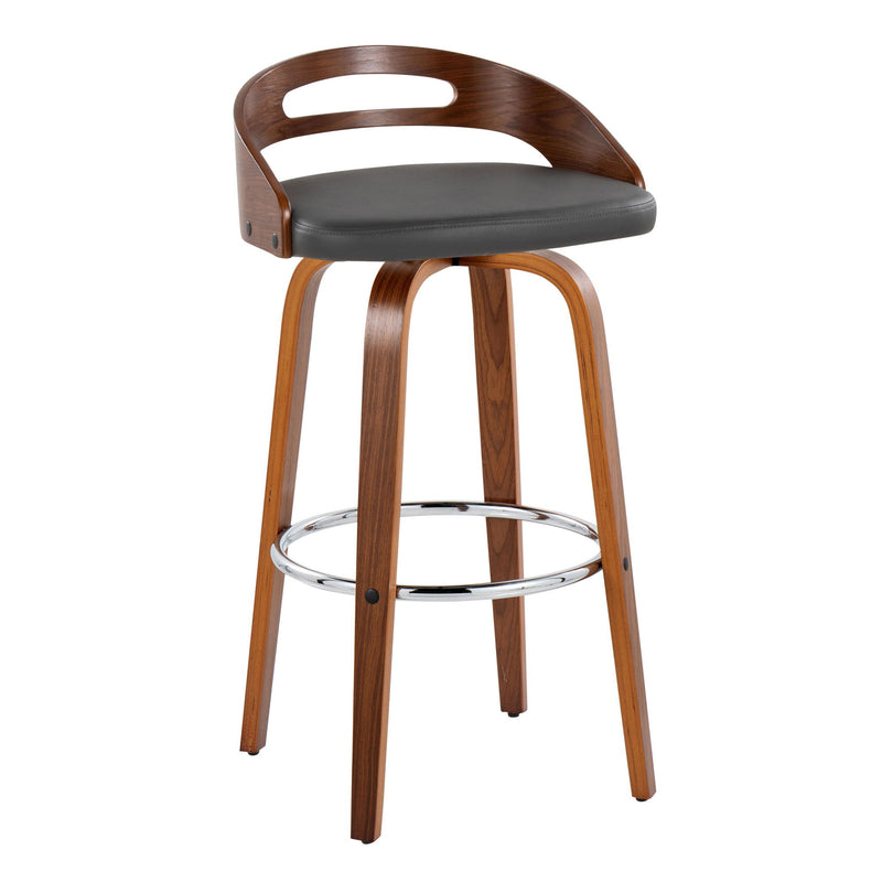 Set of two Lumi Source Cassis contemporary fixed height barstools with swivel seats and round footrests, perfect for modern kitchens.