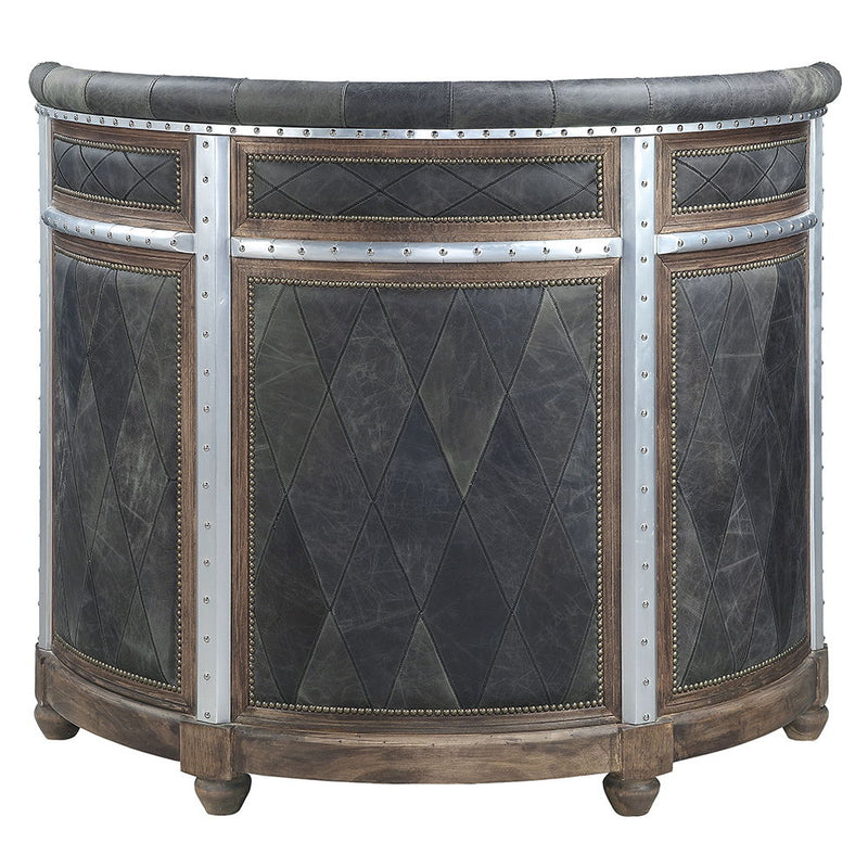 Rahma - Bar Table - Antique Ebony Top Grain Leather & Aluminum - R&R Furniture Gallery (Fountain Valley, CA)