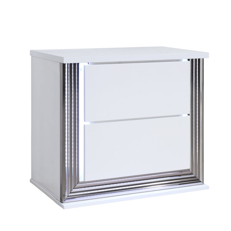 Moon - Smooth Nightstand With LED - White - R&R Furniture Gallery (Fountain Valley, CA)