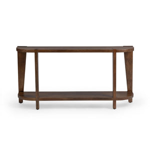 Round coffee table from the Alenna collection by Classic Home featuring a sleek design and smooth wooden surface.