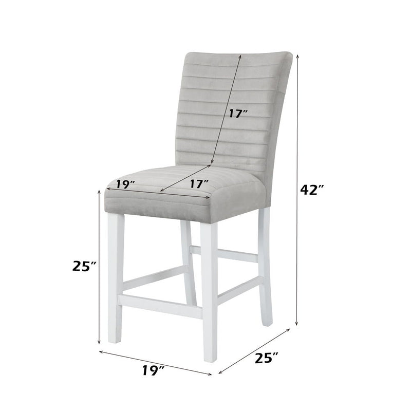 Elizaveta - Counter Height Chair (Set of 2) - Gray Velvet &White High Gloss - R&R Furniture Gallery (Fountain Valley, CA)