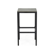 Set of two Noble House outdoor bar stools with slat design and metal frames, ideal for patio or backyard seating.