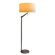 Serene - Floor Lamp With Rotary Switch Base Linen Shade - Brushed Nickel / White - R&R Furniture Gallery (Fountain Valley, CA)